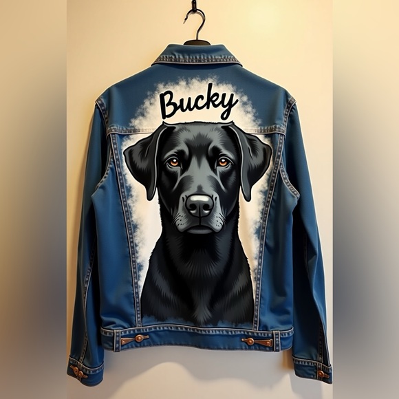 Custom Hand-Painted Dog Portrait Denim Jacket – Any Breed, Any Design! - Picture 1 of 5